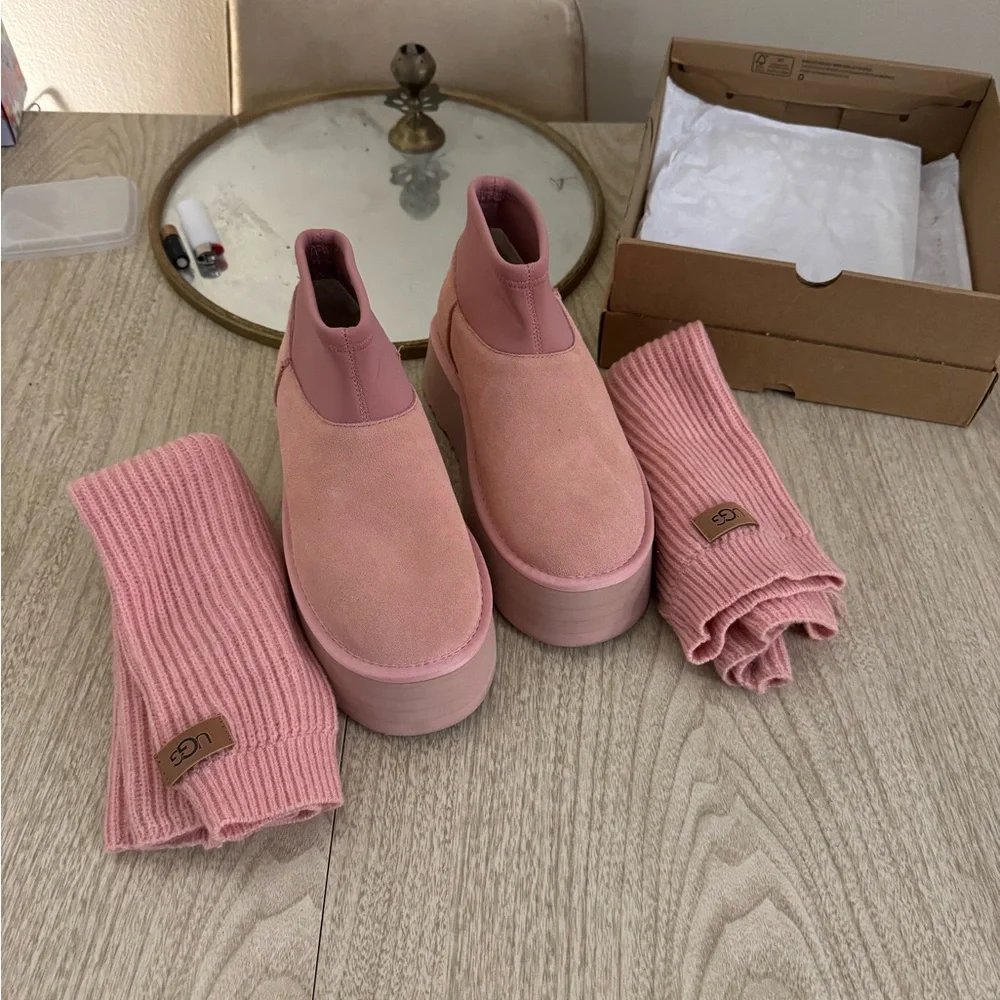 UGG Classic Mini Dipper Legwarmer Boot Pink Dawn women size 9 style 1178990-PDW - Picture 3 of 8